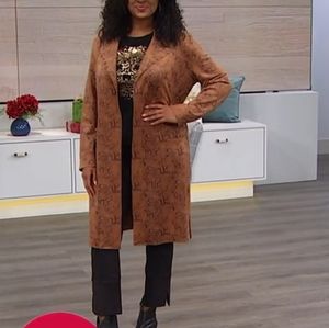 Sheryl Crow Faux Suede Studded Wrap Trench Jacket